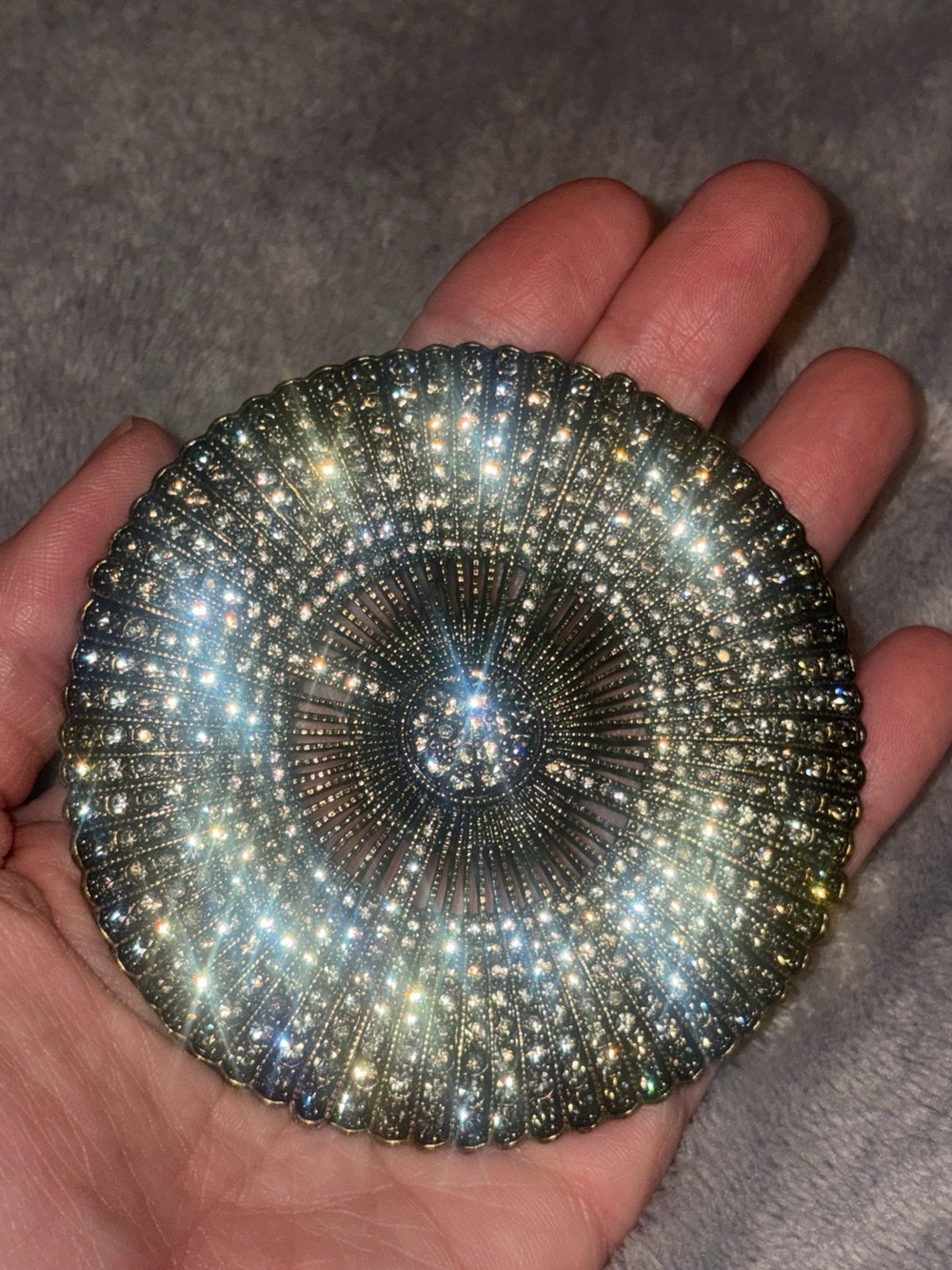 Signed Heidi Daus large crystal pave sunburst statement brooch pin